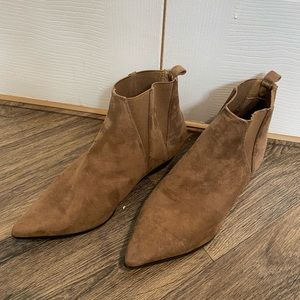Tan Pointed Toe Booties - Cappe Brown